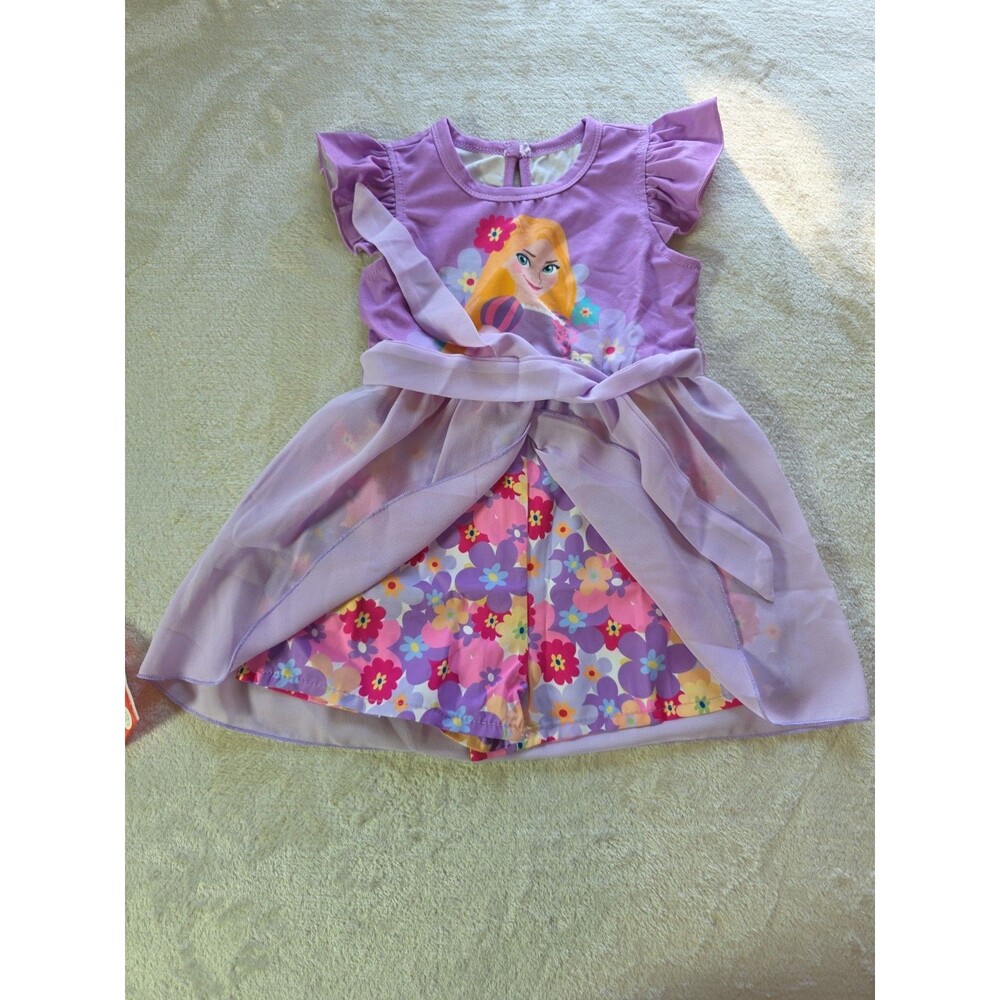 Patpat Disney Princess Toddler 2T Romper Rapunzel Tulle Skirt Ruffle Cap Sleeve